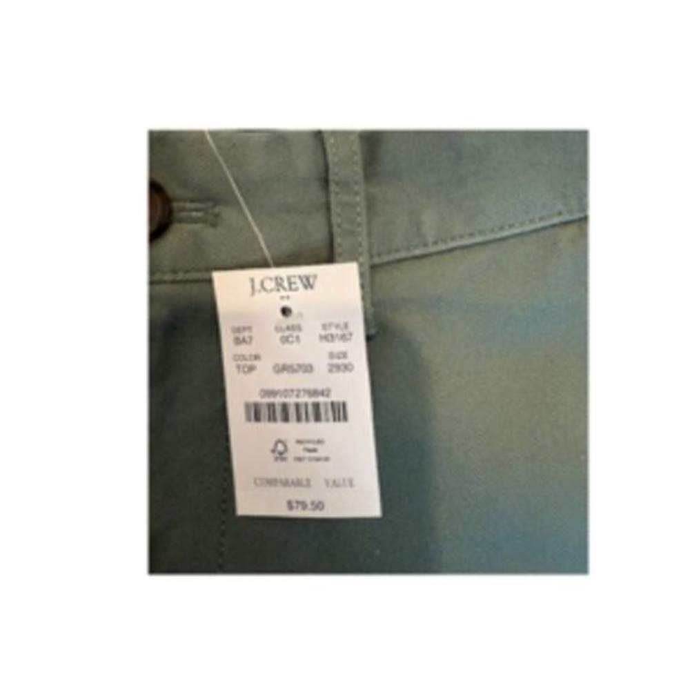 J Crew Slim Fit Pants Zip Fly Closure Comfortable Fit Olive Green Men's 29 NWT - Picture 10 of 11